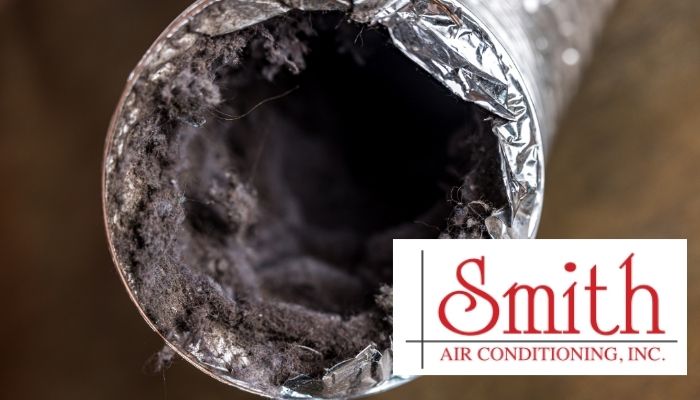 Close up view of dirty ductwork